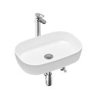 Комплект 4 в 1 Lavinia Boho Bathroom Sink Slim 21510217, накладная фарфоровая раковина 54 см, смеситель с донным клапаном, латунный сифон, угловые вентили 2 шт.