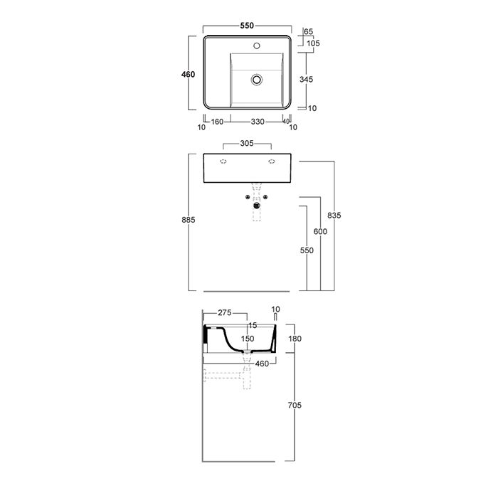 SIMAS RATIO  Раковина чаша подвесная  55x46xh18 см, с 1 отв. для смесителя, без перелива, цвет NARCISO