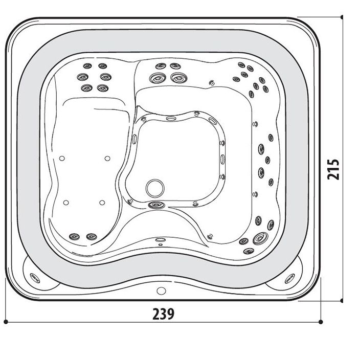 JACUZZI PROFILE Минибассейн 2350х2110х930 мм., встраиваемый, с переливной решеткой, комплектация BASE, цвет Platinum JACUZZI PROFILE Минибассейн 2350х2110х930 мм., встраиваемый, с переливной решеткой, комплектация BASE, цвет Platinum