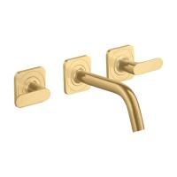 AXOR CITTERIO M Смеситель для раковины встраиваемый, двухвентильный, излив 166 мм, с незапираемым донным клапаном, внеш часть, цвет шлифованное золото AXOR CITTERIO M Смеситель для раковины встраиваемый, двухвентильный, излив 166 мм, с незапираемым донным клапаном, внеш часть, цвет шлифованное золото