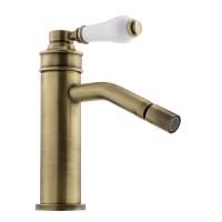 ERMITAGE MINI Смеситель для биде моноком., ручка сверху, белый/бронза