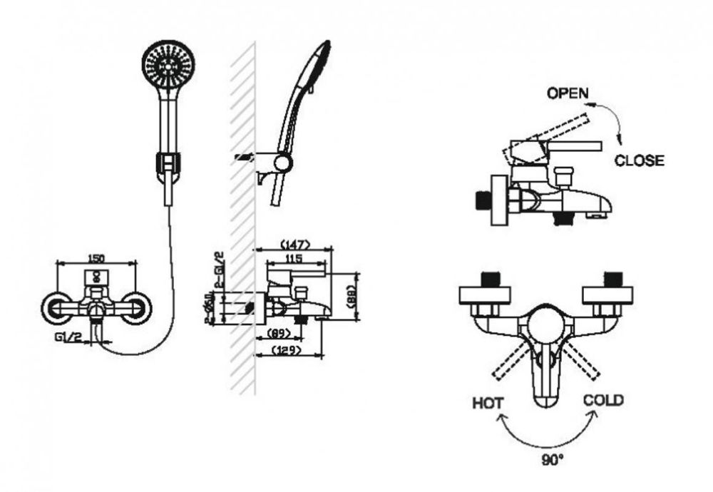 Смеситель для ванны Bravat Slim F6332366CP-01-RUS, хром