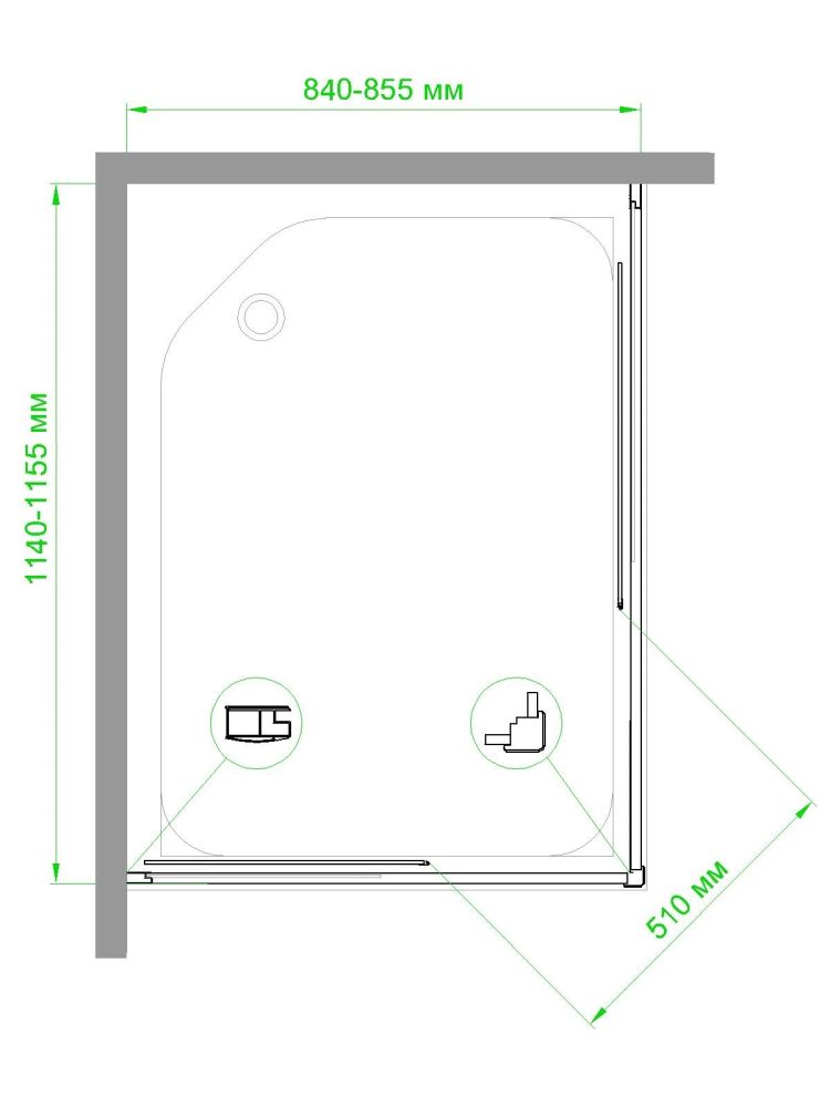 Душевой уголок Royal Bath RB HPD-C-ST 115х85х200 (матовое), артикул RB85115HPD-C-ST