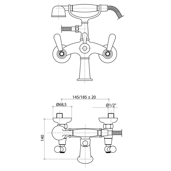 Bongio Mille Nuits Смеситель для ванны, цвет золото/черный фарфор
