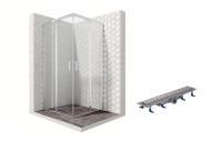 Душевой уголок Ambassador Kingston 14011103-ST8, квадратный, линейный трап, 100х100