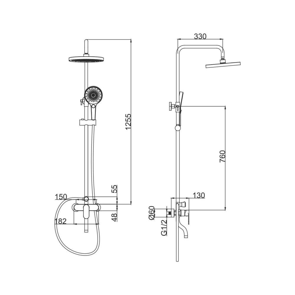 Душевая система FASHUN A2485, хром, артикул A2485