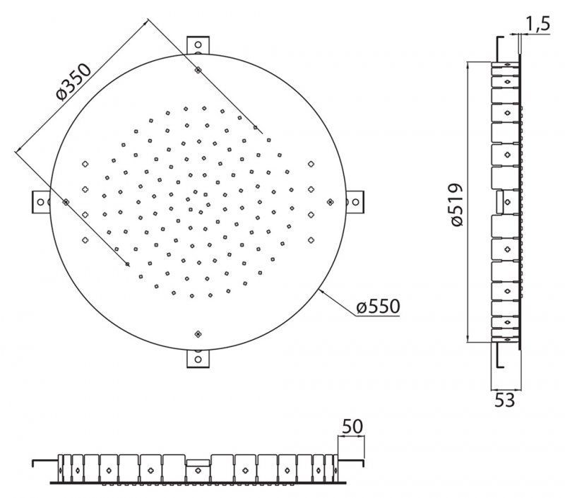 Верхний душ встраваемый CEZARES CZR-SDRH1-50