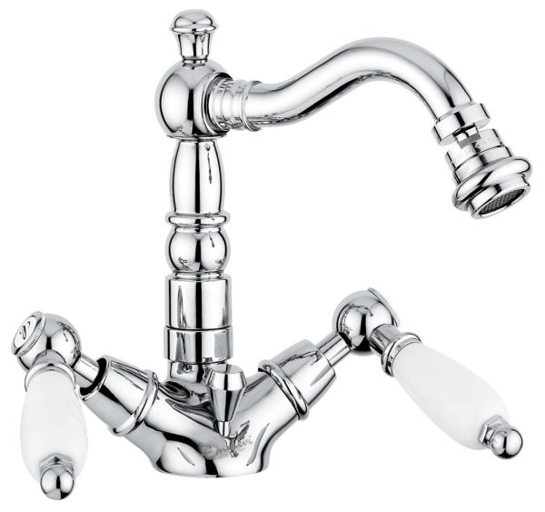Emmevi Deco Ceramic, двухрычажный смеситель для биде с донным клапаном, цвет хром
