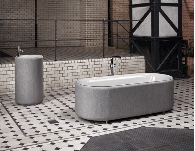 Bette Lux Oval Couture Подиум для раковины А220 с текстильной обивкой , высота 890см,  цвет буро-серый 852