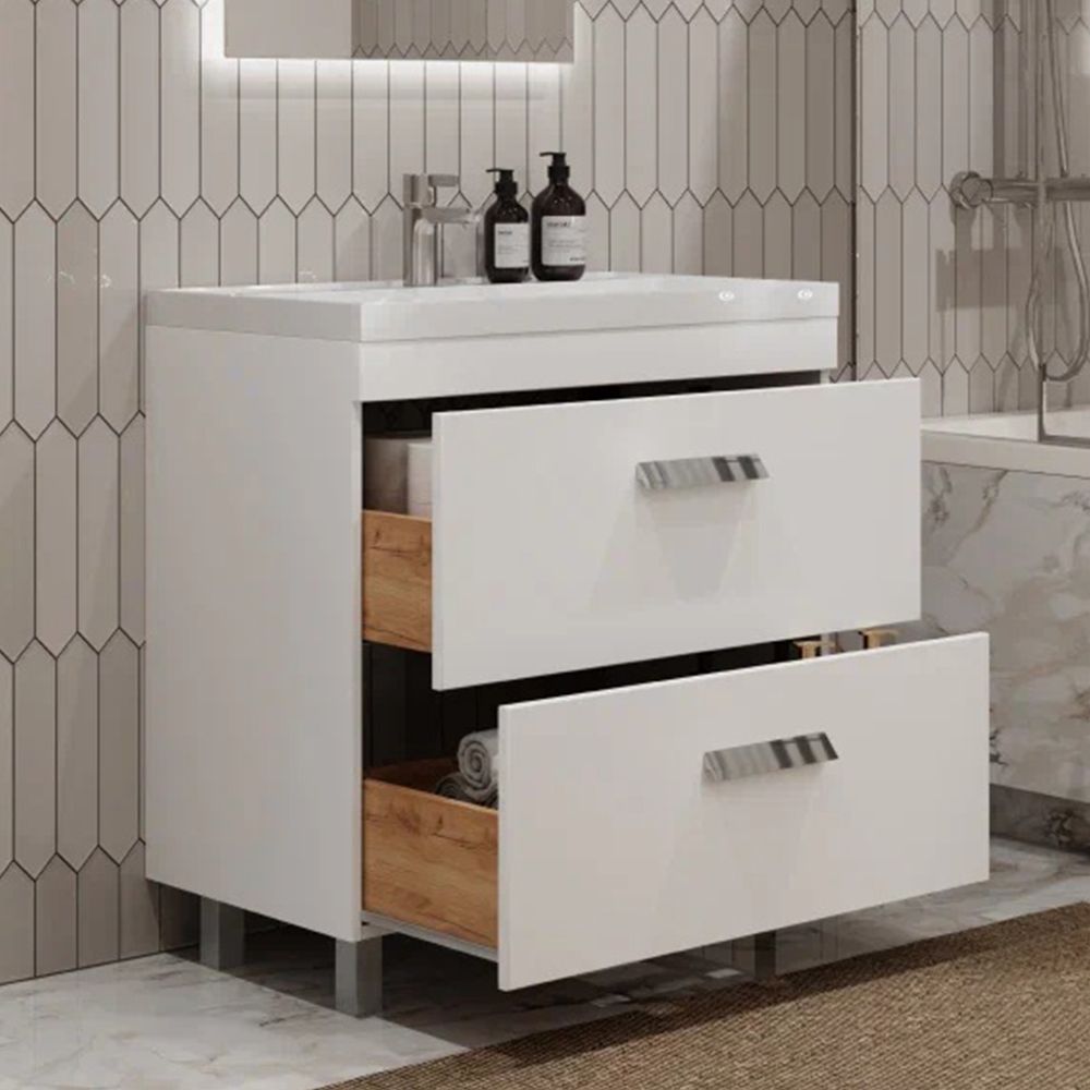 Тумба под раковину напольная Velvex Orlando tn.ORL.CLA.80.2Y белый матовый, 80 см, артикул tn.ORL.CLA.80.2Y белый матовый