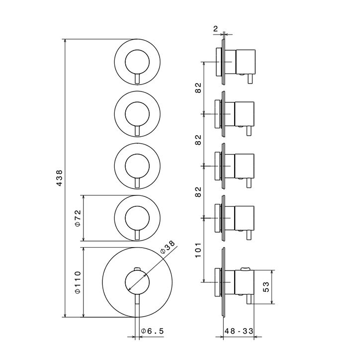 Newform XT Наружная часть для термостатического смесителя, с 4мя вентилями (для 27878), цвет: хром