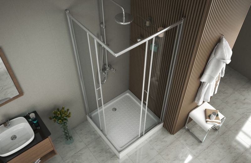 Душевой уголок Bravat Drop 90x90 BS090.2200A профиль Хром стекло прозрачное