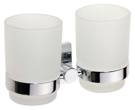 Стакан двойной для зубных щеток Beta настенный 160x95x90мм, хром