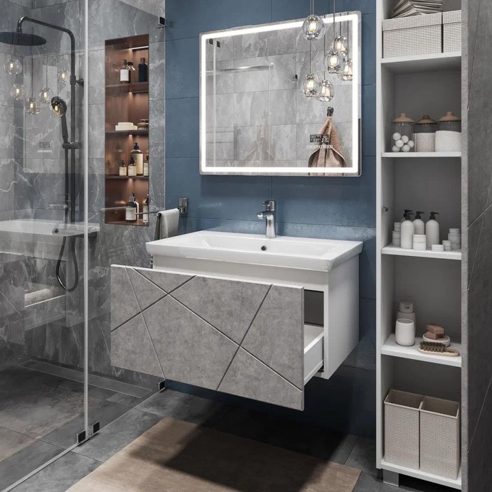 Тумба под раковину подвесная VIGO Geometry 035 бетон, 80 см, артикул 035 бетон