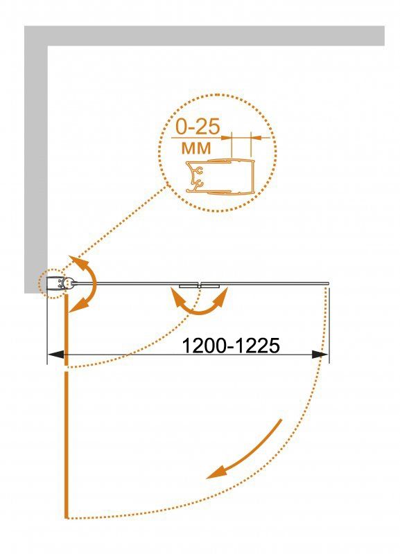 Шторка на ванну Cezares ECO-O-V-21-120/140-P-Cr-L профиль Хром стекло рифленое
