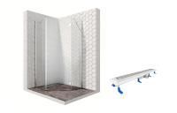 Душевой уголок Ambassador Diamond 12011111R-ST6, пятиугольный, линейный трап, 90х90