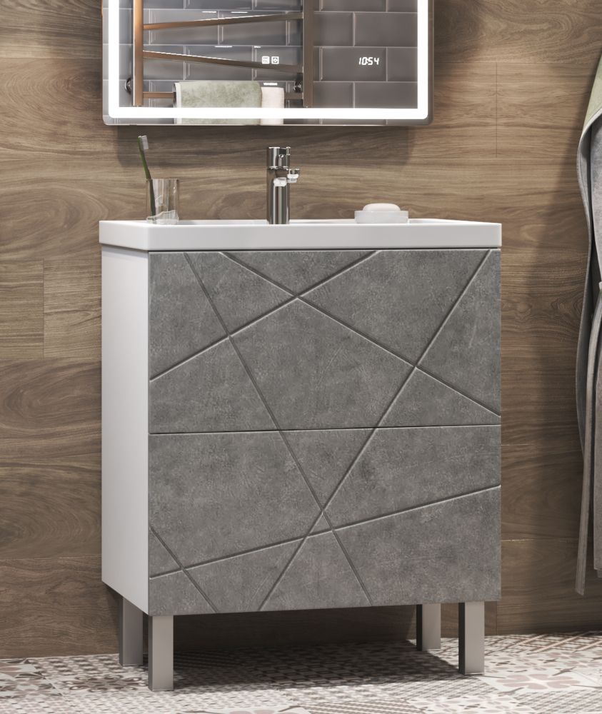 Тумба с раковиной напольная VIGO Geometry tn.bsf.GEO.FOS.60.2Y бетон, 60 см, артикул tn.bsf.GEO.FOS.60.2Y бетон-com