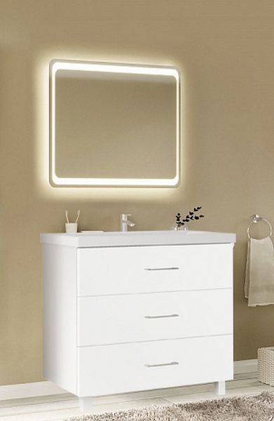 Тумба под раковину Marka One Mix 60Н с ручками Белая глянцевая, артикул У69541