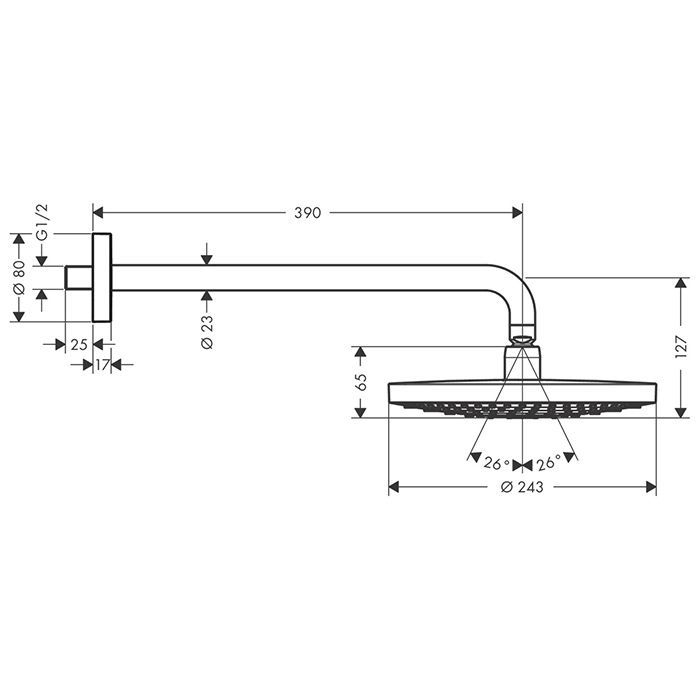 Верхний душ, Hansgrohe, Raindance Select S, тип установки-настенный, размер душевого диска, мм-240*240, форма-круглая, количество режимов-2, тип струи-Rain, RainAir, держатель-есть, размер держателя-390, цвет-хром Верхний душ, Hansgrohe, Raindance Select S, тип установки-настенный, размер душевого диска, мм-240*240, форма-круглая, количество режимов-2, тип струи-Rain, RainAir, держатель-есть, размер держателя-390, цвет-хром