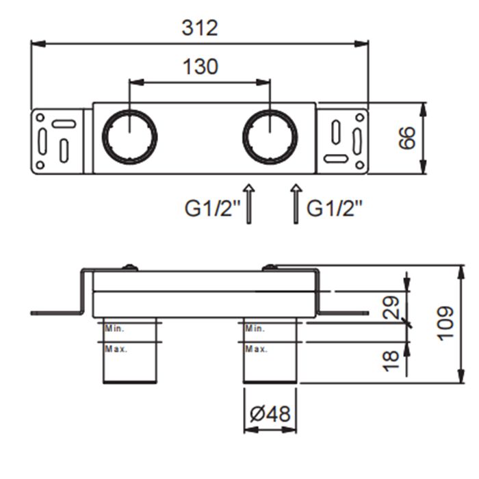 Внутренняя часть, Fantini, назначение-смеситель для раковины, стандарт подвода воды-1/2", не окрашен