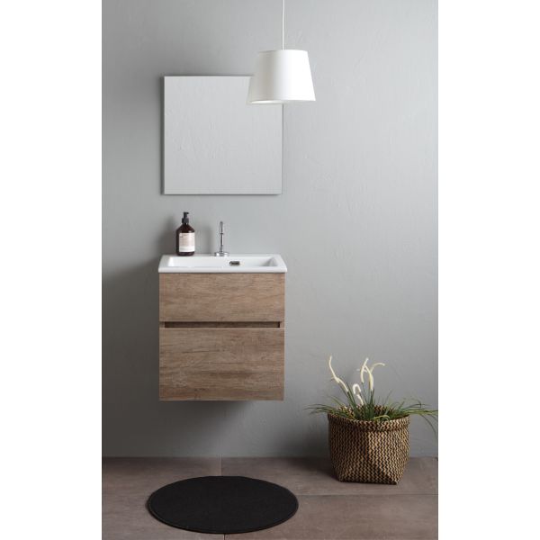 White Ceramic Laveria, тумба 50 см с 1 ящиком под постирочную раковину Rio, цвет цемент