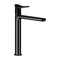 HUBER Harlock Смеситель однорычажный для раковины на 1 отверстие, высокий h225 мм, без донного клапана, цвет Nero Opaco