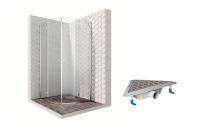 Душевой уголок Ambassador Diamond 12011102-ST10, полукруглый, угловой трап, 100х100