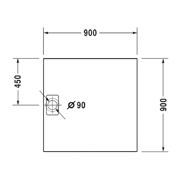 Duravit  Stonetto Поддон композитный квадратный  900x900х50mm, d90, цвет белый