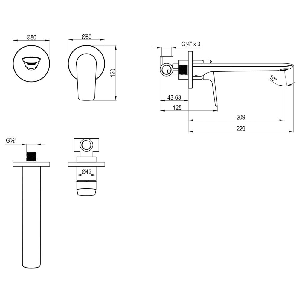 Смеситель Lemark Verba для раковины, встраиваемый (LM11426C), артикул LM11426C