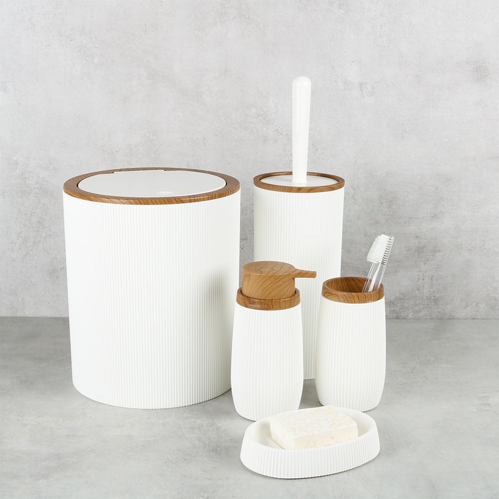 Ведро для мусора FIXSEN WHITE BOOM FX-412-6, белый/коричневый