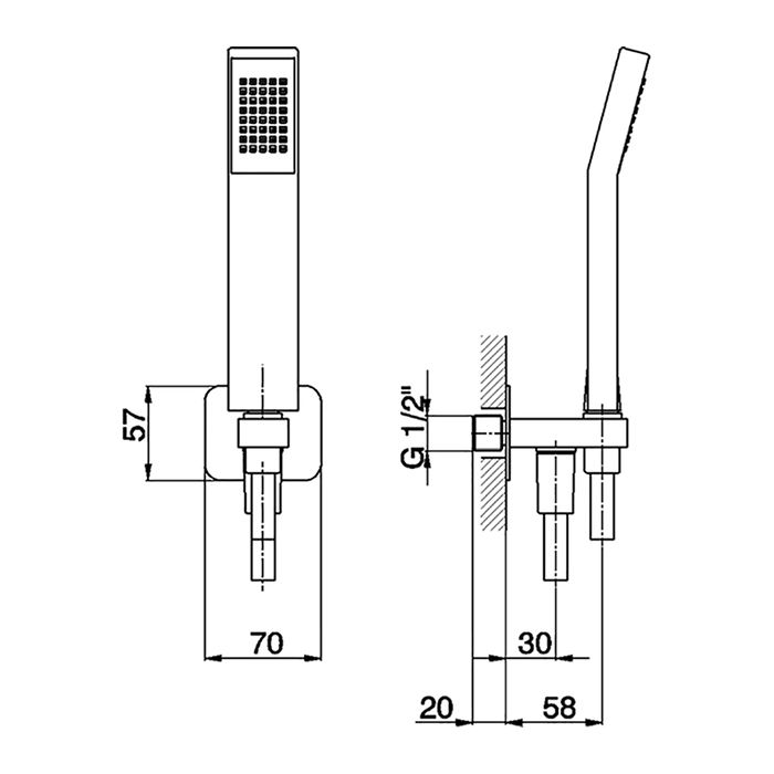 CISAL Shower Душевой гарнитур:ручная лейка,шланг 150 см,вывод с держателем, цвет Nichel Spazzolato
