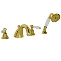 Fima Carlo Frattini Herend Смеситель на борт ванны, на 4 отв., с ручным душем, цвет: золото Fima Carlo Frattini Herend Смеситель на борт ванны, на 4 отв., с ручным душем, цвет: золото