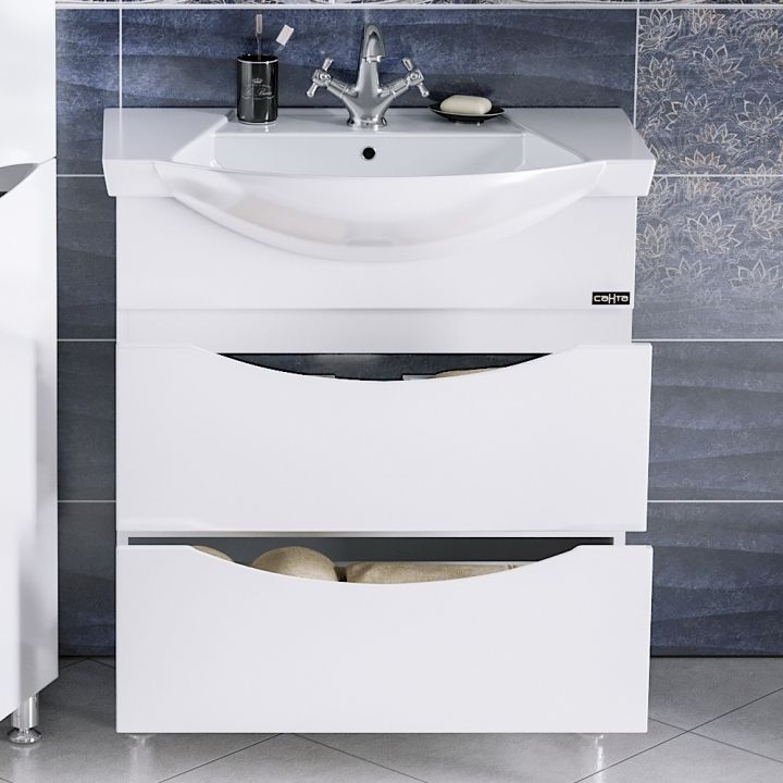 Тумба с раковиной СанТа Сатурн 75 700222 Белая Тумба с раковиной СанТа Сатурн 75 700222 Белая