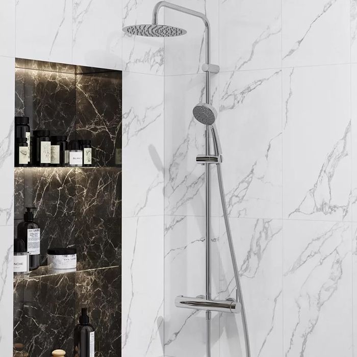 Душевая колонна NOTA на 2 потока с механическим смесителем с  ручным душем на 5 режимов, хром