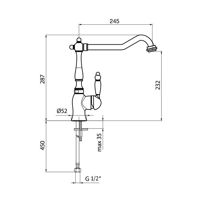 Смеситель для кухни Webert Valentino VA920302010, золото