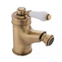 ERMITAGE Смеситель для биде моноком., ручка сверху белая, бронза