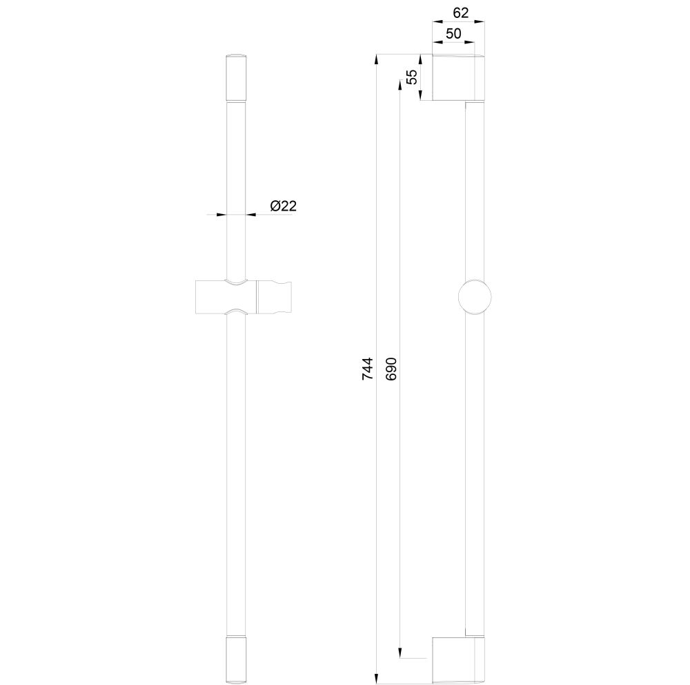 Душевая штанга WONZON & WOGHAND, Брашированное золото (WW-SL03-BG)