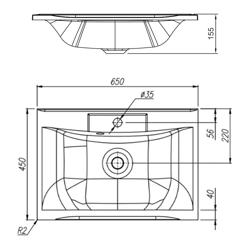 Раковина Florentina Прима 65 см 10.010.00650.307, серый шёлк, артикул 10.010.00650.307