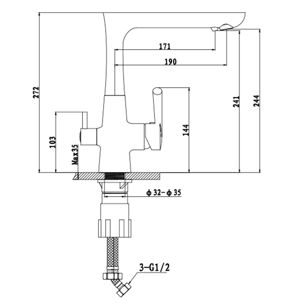 Смеситель для кухни с подключением фильтра GranFest 3223, топаз, артикул 3223 топаз