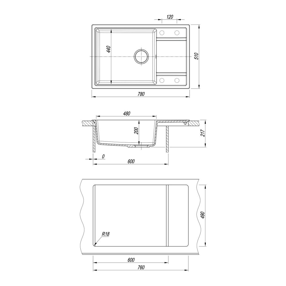 Кухонная мойка Florentina ЛИПСИ 20.505.D0780.104, бежевый, артикул 20.505.D0780.104