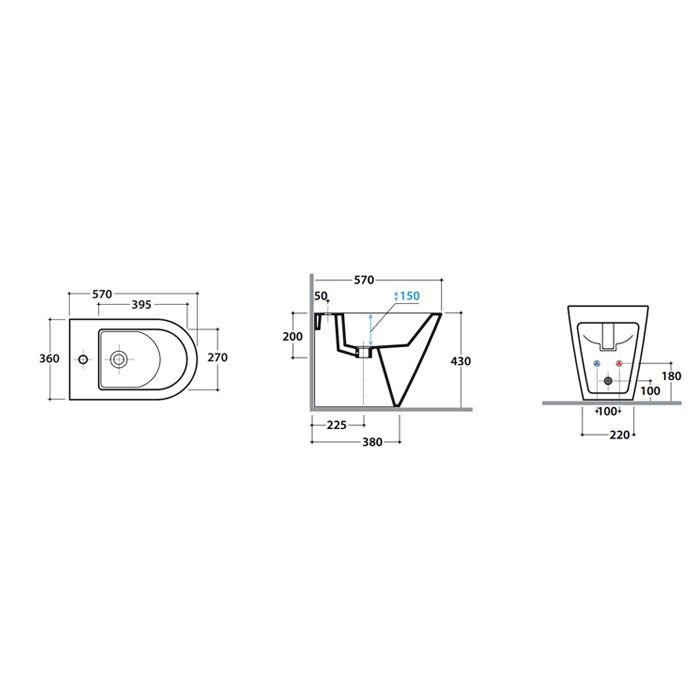 GLOBO Forty3 Биде напольное пристенное с 1 отв.  570х430 см, цвет: белый