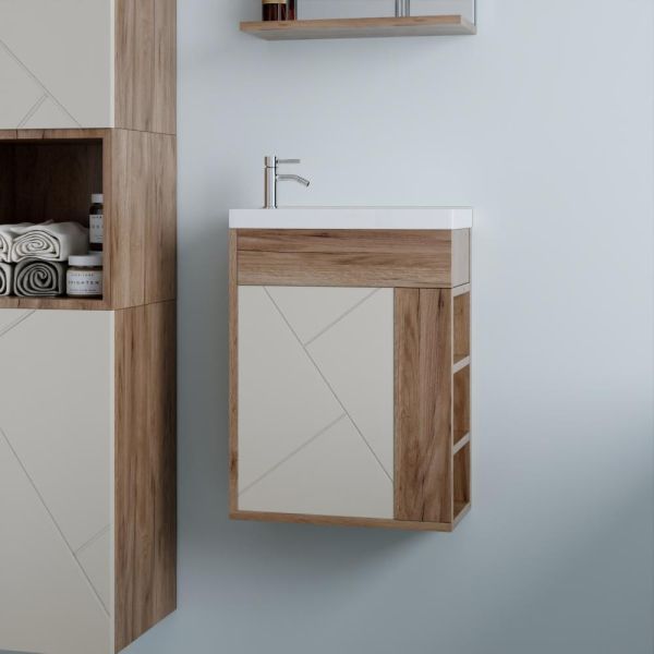 Тумба под раковину подвесная Бриклаер КРИСТАЛЛ латте, 40 см