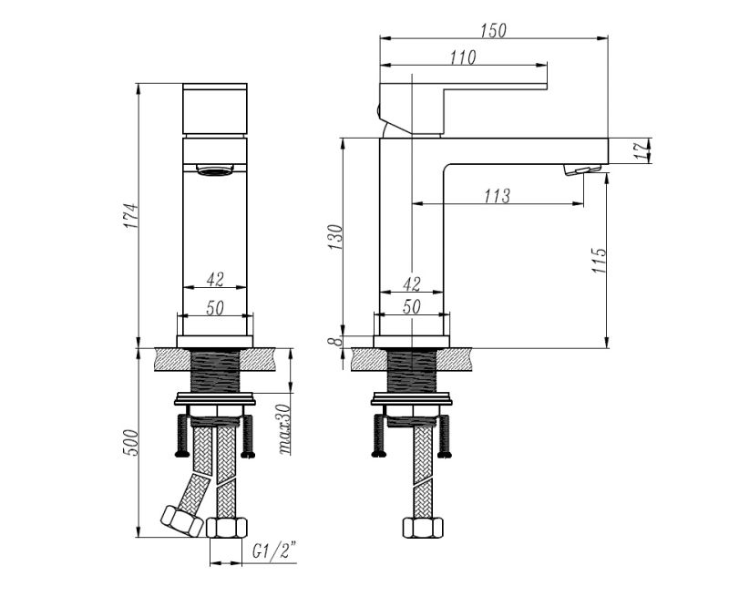 Смеситель для раковины Bronze de Luxe SIMPLE SA980, хром, артикул SA980