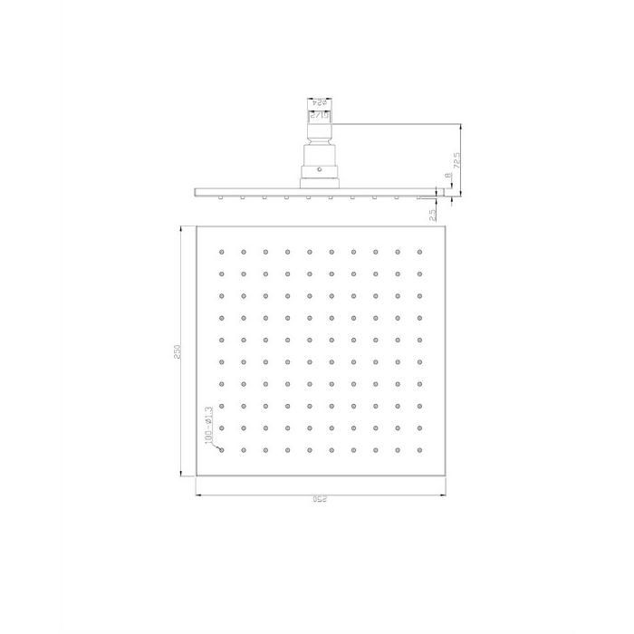 Верхний душ OMNIRES 25х25 см WGA225CR (хром)