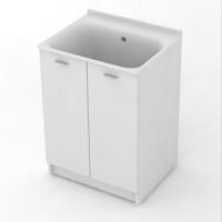 KERASAN Aquadom Комплект для постирочной 60х50см: база + раковина 029201 БЕЗ ОТВЕРСТИЯ под смеситель+выпуск с сифоном , цвет белый матовый