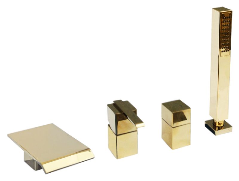 ЛОИРА - Смеситель для ванны на 4- отверстия.Переключатель керамический MD0449.5, душевой шланг с пру