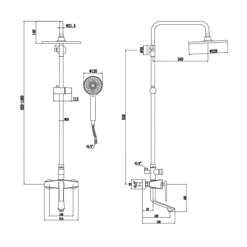 Душевая система Savol S-JD9145AW, хром/белый