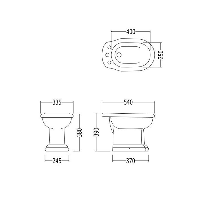Devon New Etoile Биде напольное 33,5x54xh39 см. с 1 отв. под смеситель, цвет белый