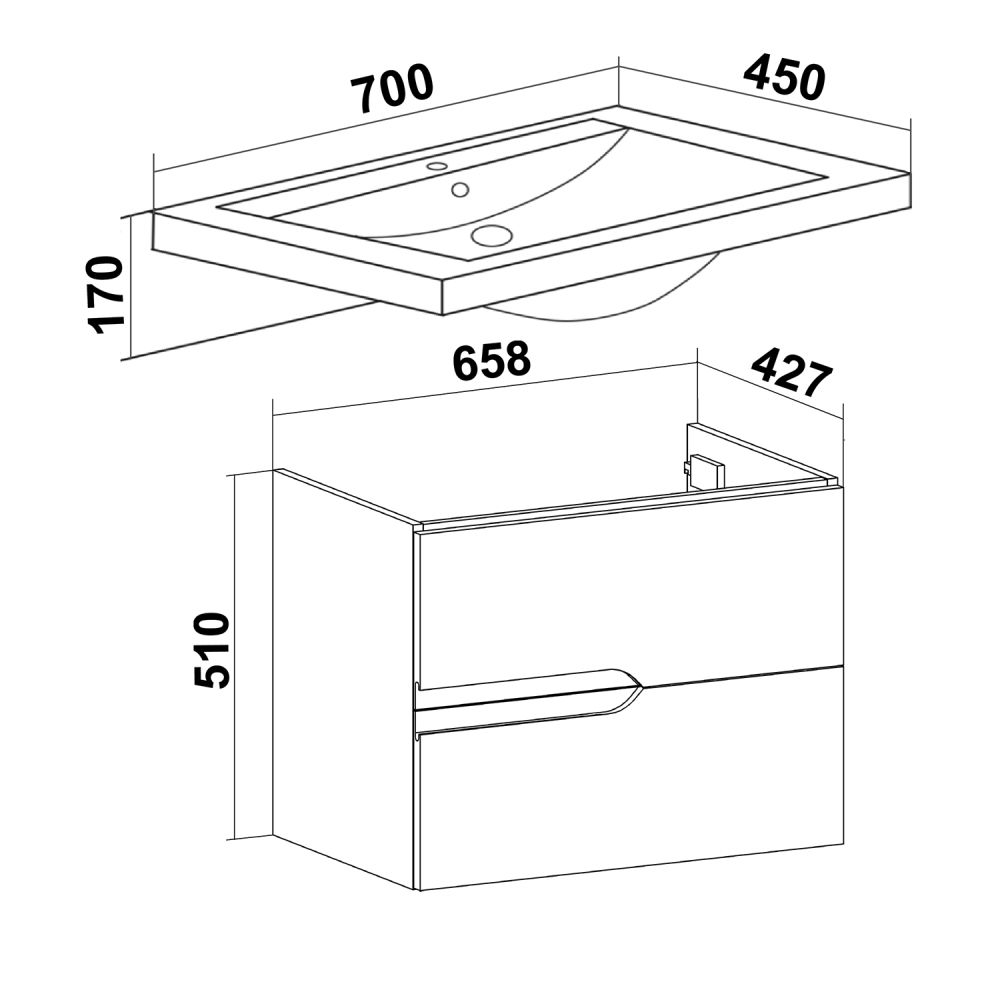 Тумба Runo Стокгольм 70 под умывальник УТ000002237 (Como 70) (00-00001124), артикул 00-00001124
