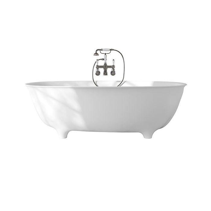 Devon Dove Ванна отдельностоящая на ножк из WHITE TEC PLUS 170.5х52,8х84.6 см, цвет: белый,  в компл донный клапан с крышкой из WHITE TEC